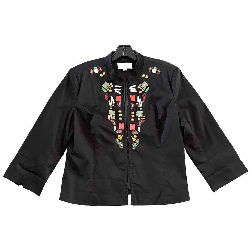 Erin‎ London Blazer Women's Medium Black Embellished Ladies Business Career